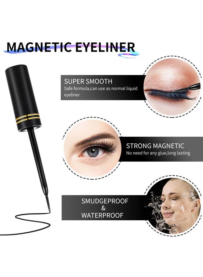 YINEPY 3D Natural Magnetic Eyelashes with Eyeliner Kit, Lightweight Lashes Natural Look, 12 Pairs False Lashes Kit, No Glue Needed Reusable Easy to Use (12 Pair) - Image 3