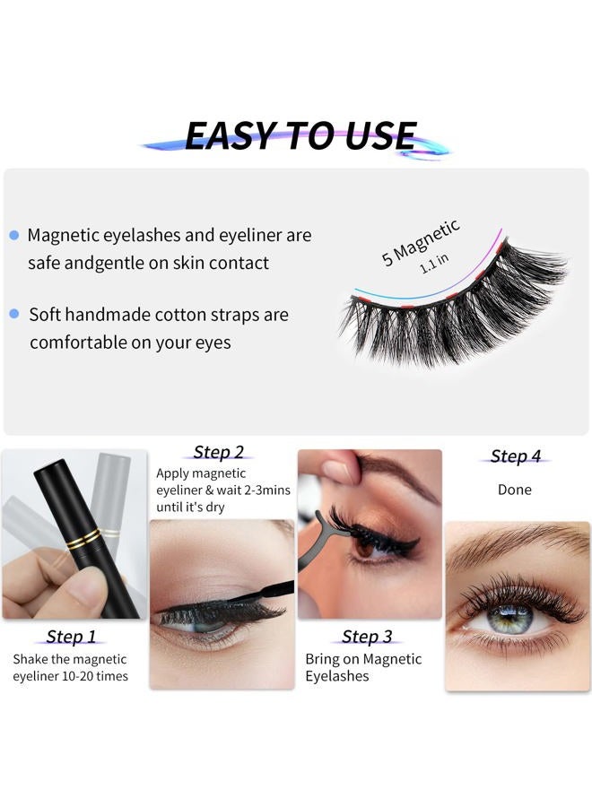 YINEPY 3D Natural Magnetic Eyelashes with Eyeliner Kit, Lightweight Lashes Natural Look, 12 Pairs False Lashes Kit, No Glue Needed Reusable Easy to Use (12 Pair) - Image 4