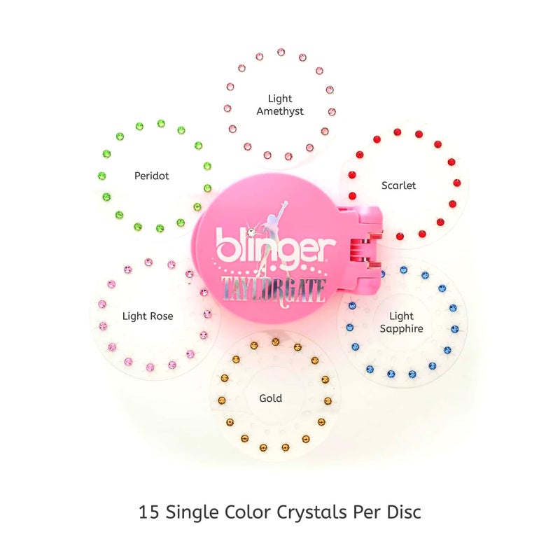 blingerÂ® Limited Edition Reflections Starter Set with 90 Precision-Cut Glass Crystals Gems â€“ as seen on Shark Tank| Pink Hair Accessories Styling Tool | Bedazzler Stamper Kit for Girls and Women - Image 2