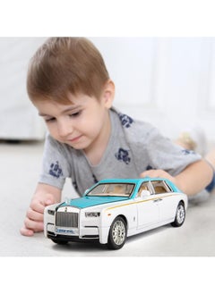 CHE ZHI 1:24 Rolls-Royce Phantom Model Car, Zinc Alloy Pull Back Toy Diecast Toy Cars with Sound and Light for Kids Boy Girl Gift(Blue)  - Image 5