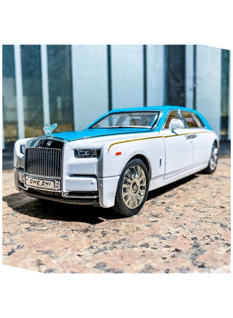1:24 Rolls-Royce Phantom Model Car, Zinc Alloy Pull Back Toy Diecast Toy Cars with Sound and Light for Kids Boy Girl Gift(Blue)