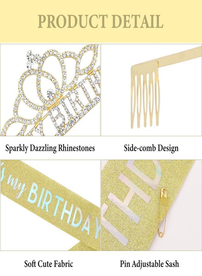 كافتي تيجان عيد ميلاد من كافيتي للنساء - طقم وشاح وتاج "عيد ميلادي" للنساء البالغات - زينة وهدايا للحفلات - Image 2