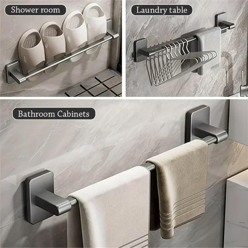 Wall Mounted Towel Rack Bathroom Storage Rack No Drilling Bathroom Horizontal Bar Towel Rack Kitchen Bathroom Accessories(2PCS-Black 30CM) - Image 4