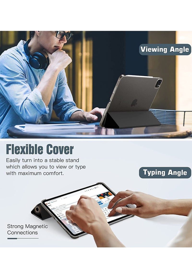 DUSALA Flip Case for New iPad Pro 11-inch 2021 (3rd Gen) / 2020 (2nd Gen) /, Ultra Slim Smart Magnetic Back Cover for iPad Pro 11 2021/2020, Auto Wake/Sleep Black With Pen Holder - Image 5
