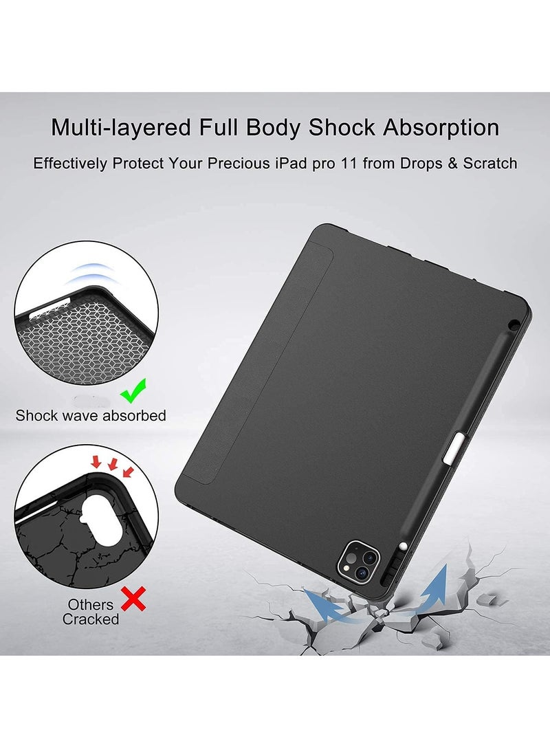 DUSALA Flip Case for New iPad Pro 11-inch 2021 (3rd Gen) / 2020 (2nd Gen) /, Ultra Slim Smart Magnetic Back Cover for iPad Pro 11 2021/2020, Auto Wake/Sleep Black With Pen Holder - Image 2