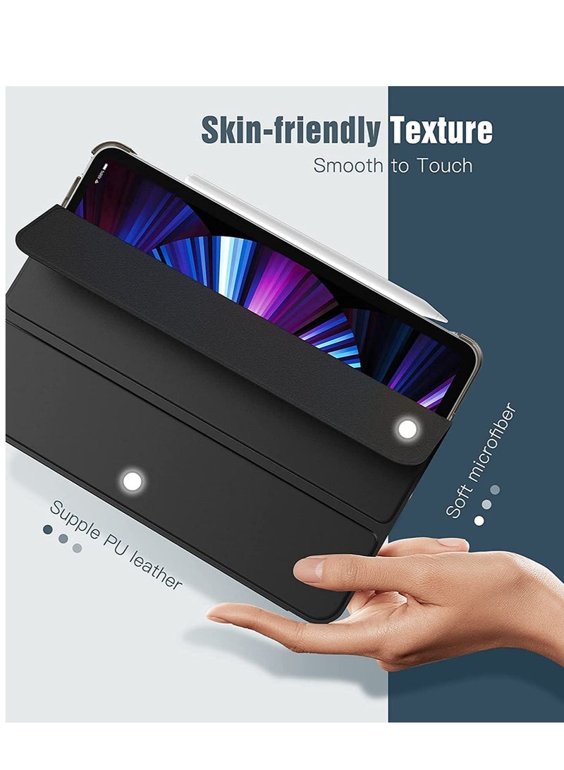 DUSALA Flip Case for New iPad Pro 11-inch 2021 (3rd Gen) / 2020 (2nd Gen) /, Ultra Slim Smart Magnetic Back Cover for iPad Pro 11 2021/2020, Auto Wake/Sleep Black With Pen Holder - Image 4