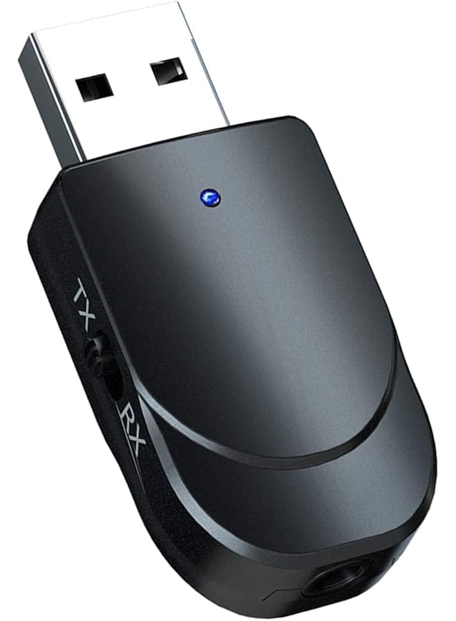 إكسفور محول بلوتوث 5.0، مستقبل USB إلى بلوتوث للكمبيوتر/التلفزيون/السيارة، محول AUX، جهاز إرسال صوتي سهل التوصيل والتشغيل، اتصال USB - Image 1