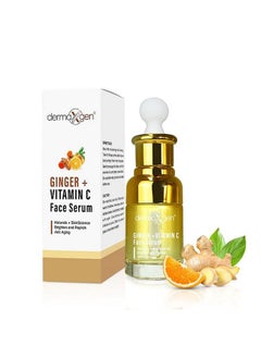 Ginger Face Serum + Vitamin C + Turmeric Organic Acne Treatment Clear Skin Tone Hydrate Dull & Dry Skin Antiaging Facial Serum 1 Fl Oz
