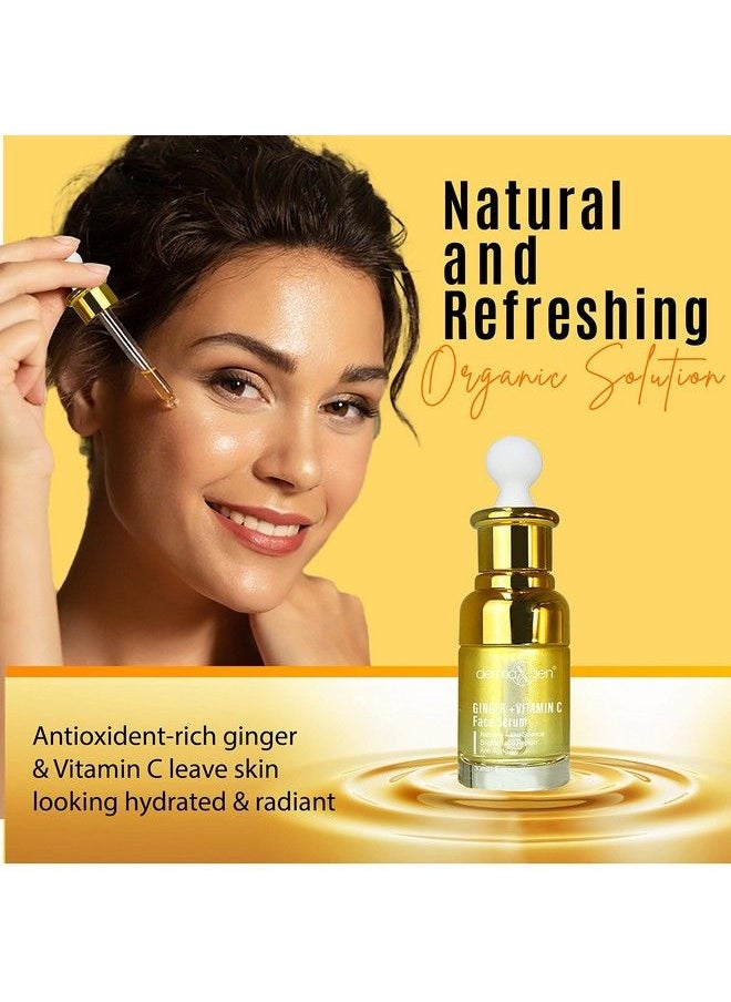 dermaxgen - Ginger Face Serum + Vitamin C + Turmeric Organic Acne Treatment Clear Skin Tone Hydrate Dull & Dry Skin Antiaging Facial Serum 1 Fl Oz - Image 1