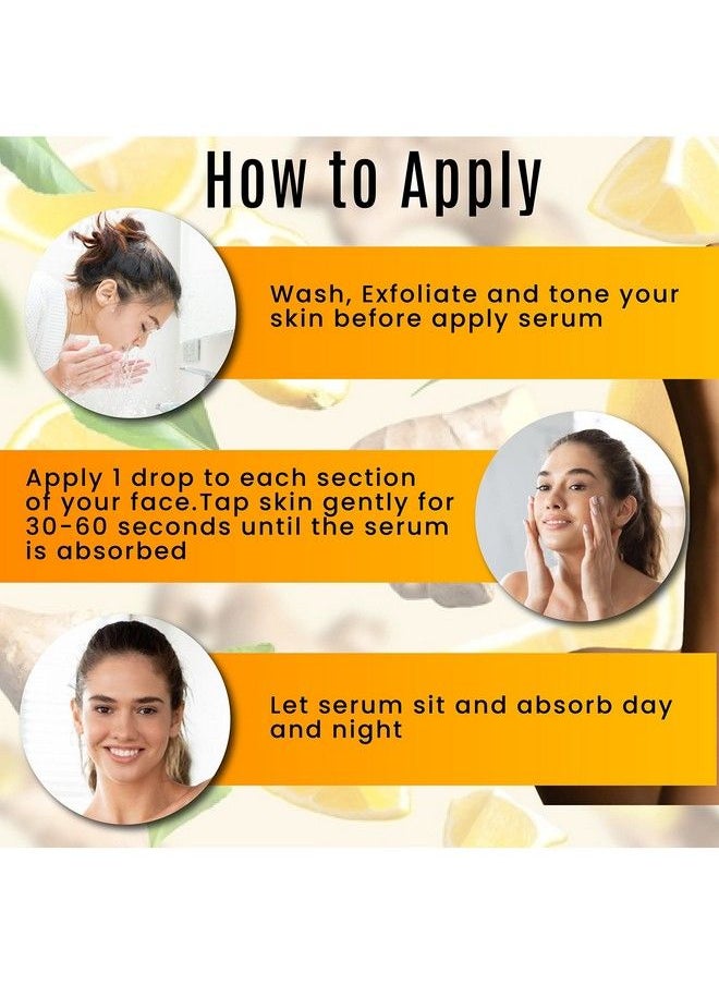 dermaxgen - Ginger Face Serum + Vitamin C + Turmeric Organic Acne Treatment Clear Skin Tone Hydrate Dull & Dry Skin Antiaging Facial Serum 1 Fl Oz - Image 1