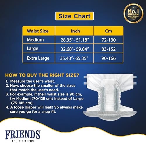 Friends Economy Adult Diaper M Size Tape | 10 Count (Medium) | Waist 28.35 – 51.18 inch | Unisex | Leakproof | Long Protection hours |Wetness Indicator | Odour Lock & Anti-Bacterial Absorbent Core - Image 5