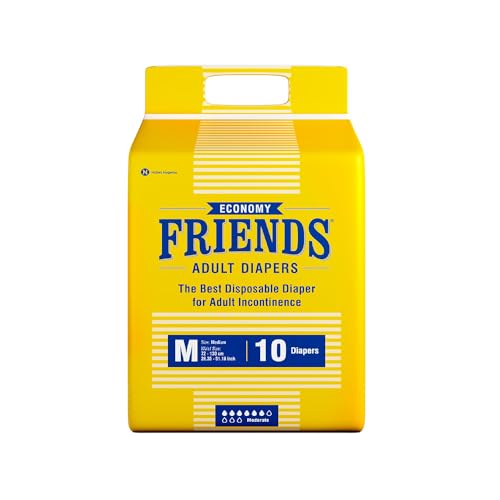Friends Economy Adult Diaper M Size Tape | 10 Count (Medium) | Waist 28.35 – 51.18 inch | Unisex | Leakproof | Long Protection hours |Wetness Indicator | Odour Lock & Anti-Bacterial Absorbent Core - Image 1