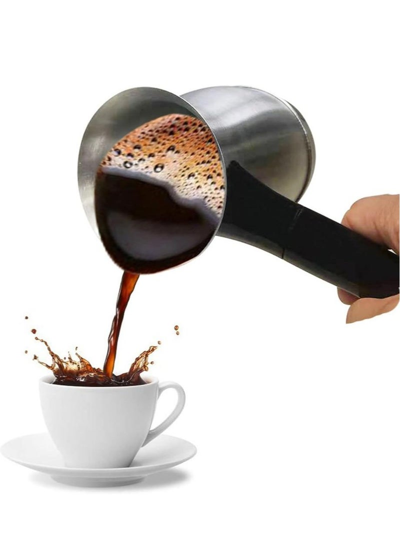 Denx Electric Turkish Coffee Maker 0.5 L Capacity, Stainless Steel | 360-Degree Rotation | Non-Automatic Cut Off | Coffee Kettle for Home Office 650 W  Silver/Black - Image 3
