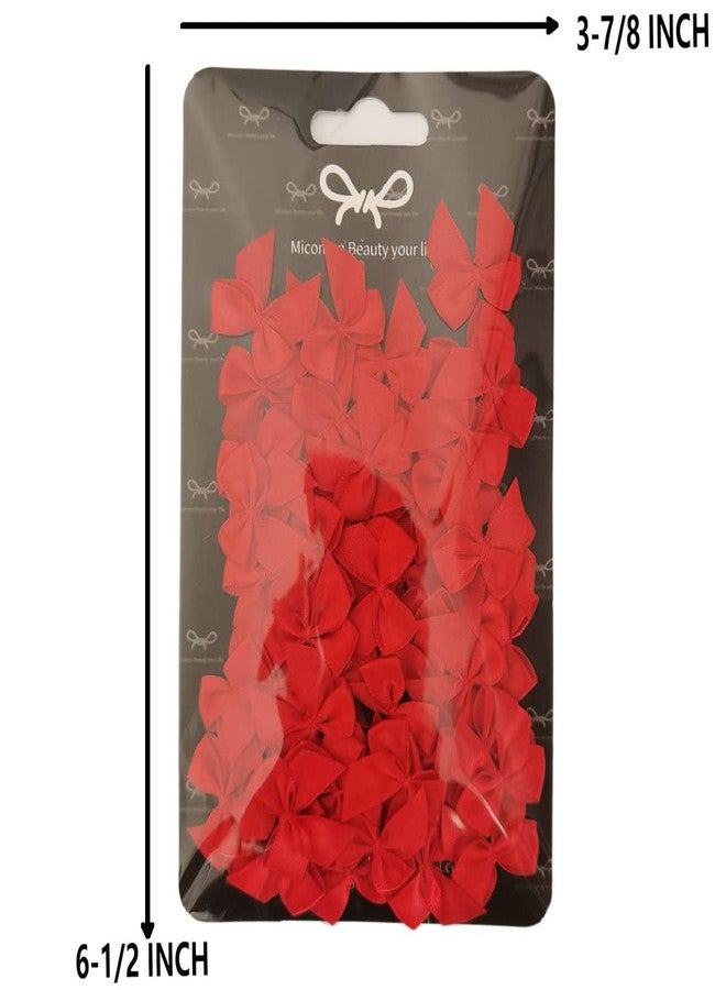 Micomon 50pcs 1.2-Inch Mini Bows for Crafts Red Satin Ribbon Bows for Gift Packing Sewing,Scrap-Booking(Red) - Image 4