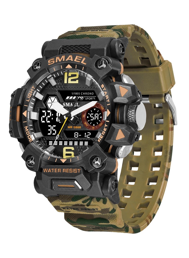 SMAEL Cool and shockproof electronic watch with multifunctional waterproof sports dual display electronic quartz watch - Image 1