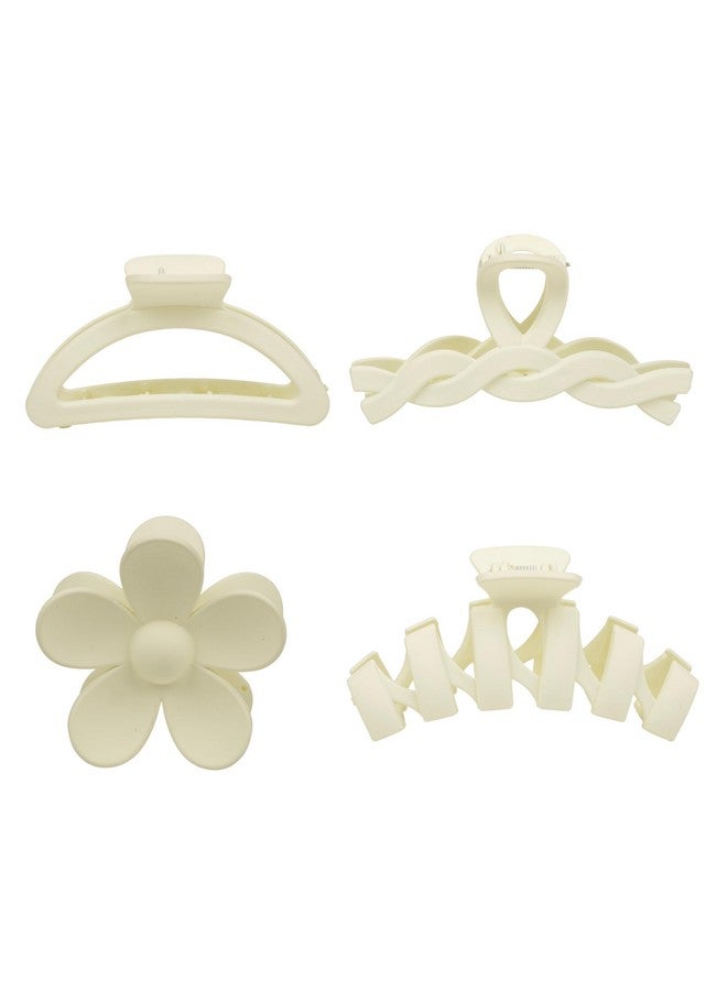 Hexwell Hair Clutcher For Women Pack Of 4 Pcs Hair Clips For Women Fashion Matte Finish Stylish Claw Clips Hair Accessories For Girls (Beige) - Image 1