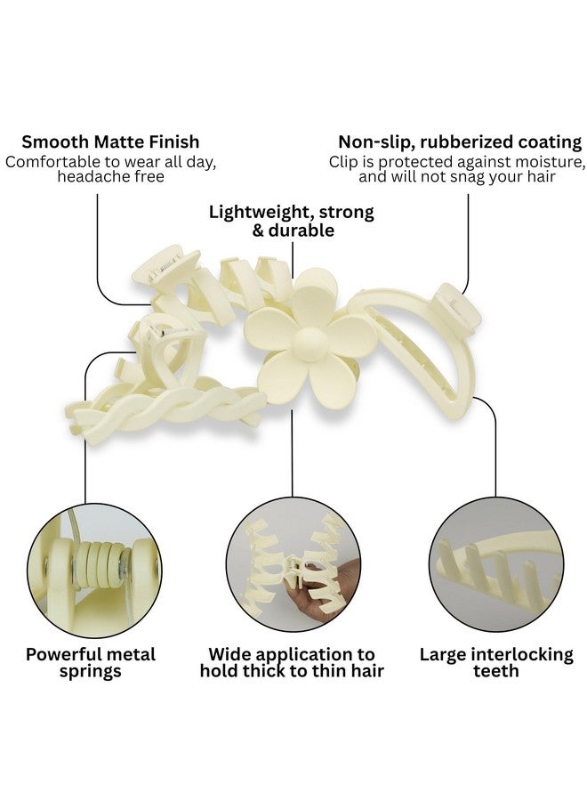 Hexwell Hair Clutcher For Women Pack Of 4 Pcs Hair Clips For Women Fashion Matte Finish Stylish Claw Clips Hair Accessories For Girls (Beige) - Image 4