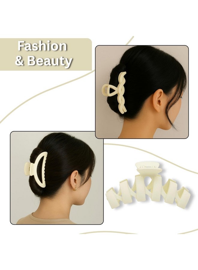 Hexwell Hair Clutcher For Women Pack Of 4 Pcs Hair Clips For Women Fashion Matte Finish Stylish Claw Clips Hair Accessories For Girls (Beige) - Image 5