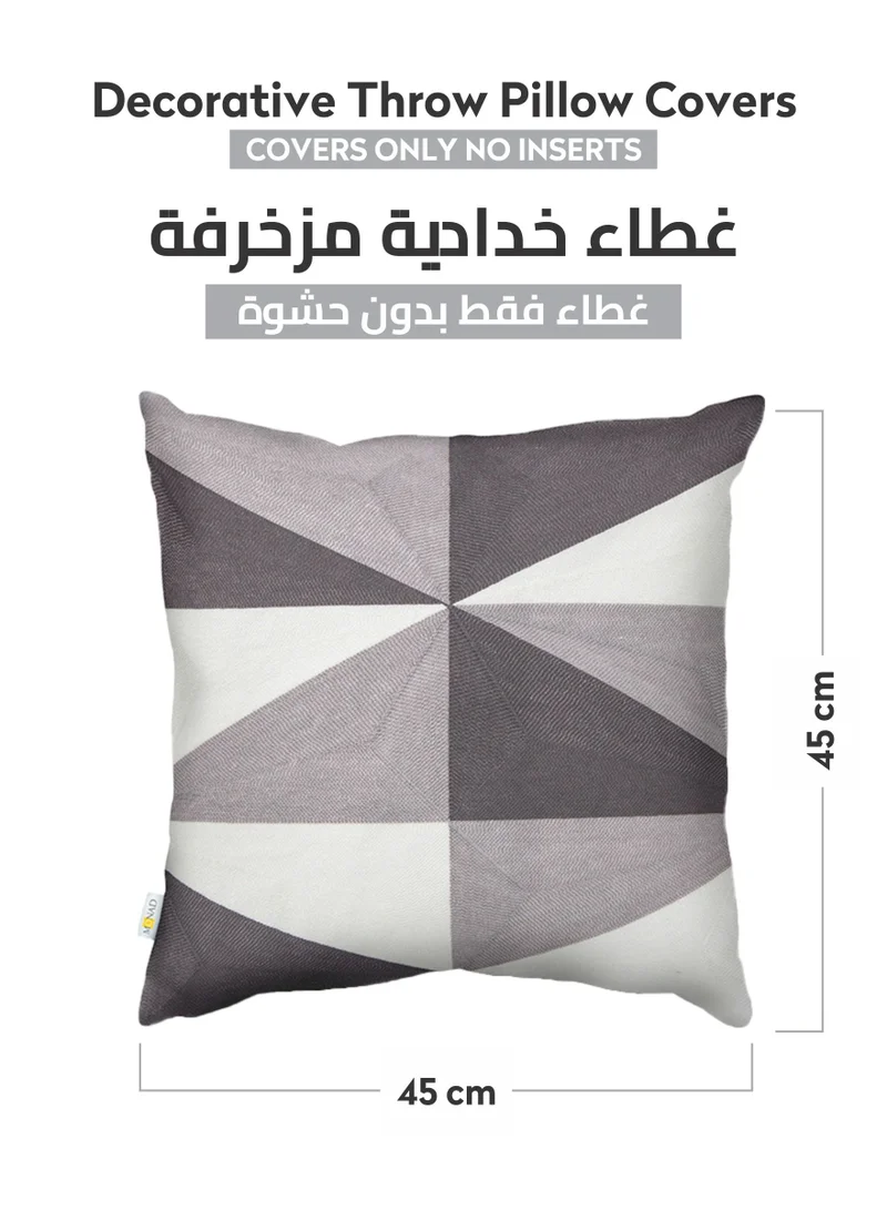 Donetella 2 Piece Embroidered Cushion Cover (45X45 cm) Without Filler Grey