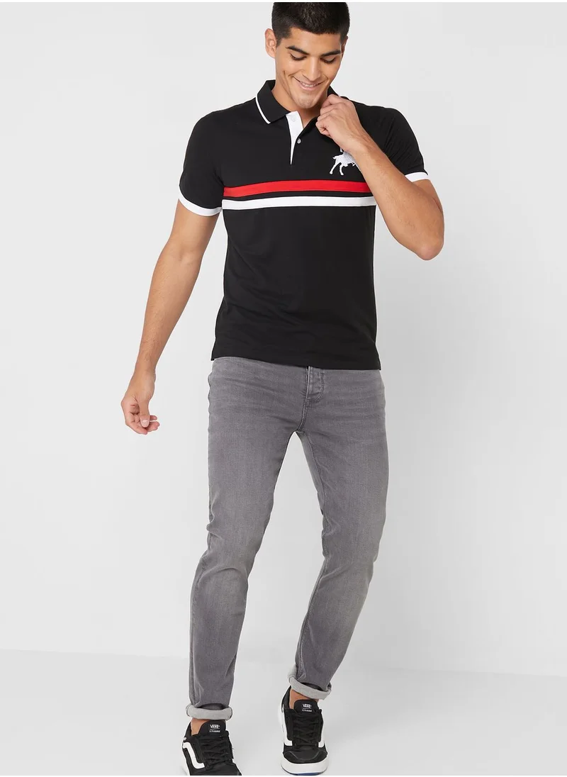 Seventy Five Chest Stripe Polo Shirt