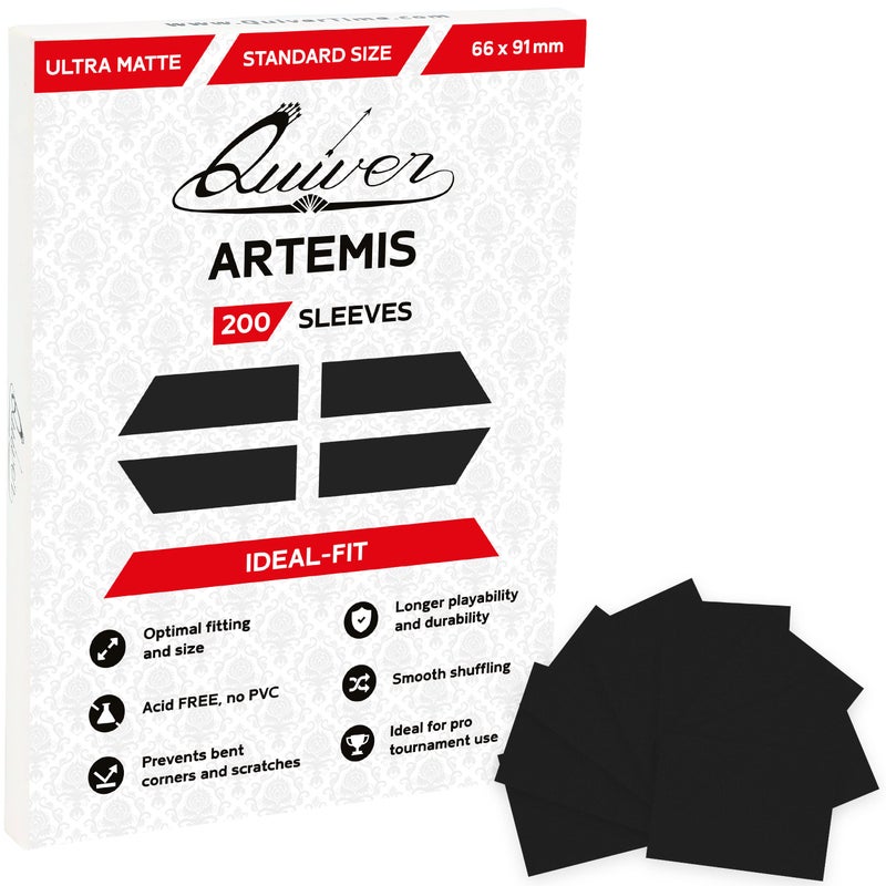 Quiver Time 200 Artemis Standard Black Card Sleeves fits Magic the Gathering Cards Single Matte TCG Cards Protectors Deck Sleeves for Cards 66 x 91mm - Image 2