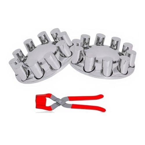 JESONN Plastic ABS Chrome Plated Front Axle Cover Kits Hub Caps for Semi Trucks with Thread-on 33mm Lug Nut Covers Removable Caps (Standard-ACN35) - Image 1