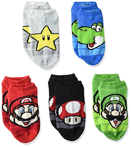 Mario boys Mario 5 Pack No Show Socks, Multi, 6-8.5 US - Image 2