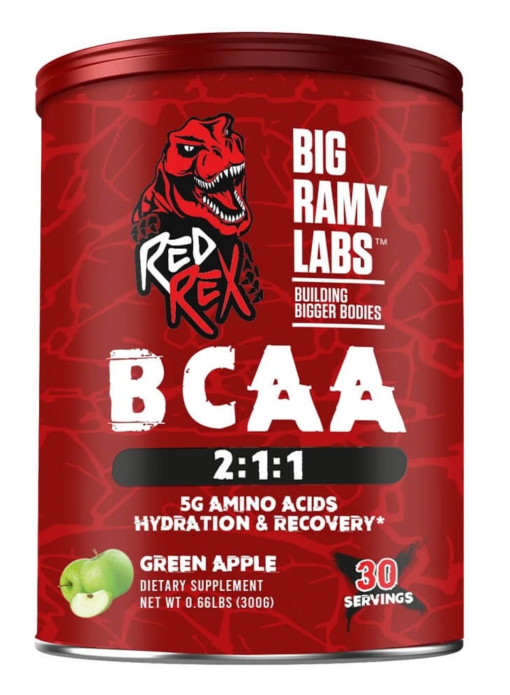 RED REX Big Ramy Labs BCAA 2:1:1 Amino Acids Green Apple 30 Servings 300g