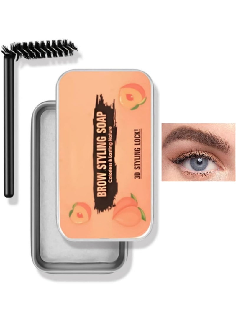 Clear Brow Gel For Natural Brows,Eyebrow Setting Gel,Smudge-Proof Brow Soap, Long-Lasting Styling Pomade,Lightweight Soap Kit For Easy Shaping & Definition,Non-Sticky,With Quick-Dry Honey Peach Wax - Image 1