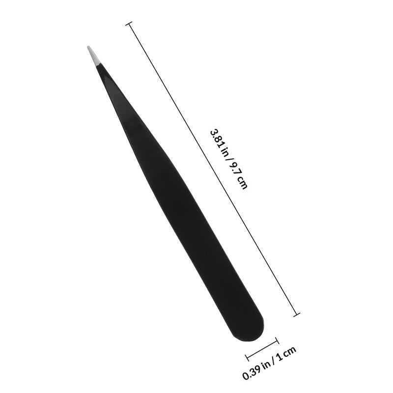 Precision Stainless Steel Ingrown Hair Tweezers 1.5mm Fine Point Tip Black - Image 3