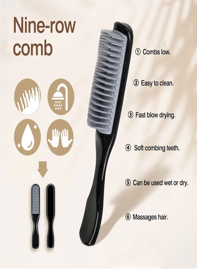 Zoolinn Nine-Row Hair Brush - Gel Styling Hair Brush for Men & Women, Anti-Static Bristles for Smoothing and Detangling Hair - Image 2