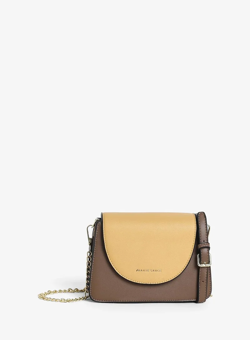 Haute Sauce  Women's The Block Flap Hand Bag - Mocha Brown & Sage Green for Women | Best Price UAE