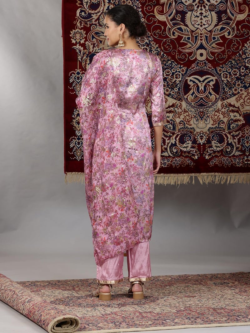 Aurelia Women’s Floral Printed Straight Kurta Set with Palazzos and Dupatta for Women - Image 5