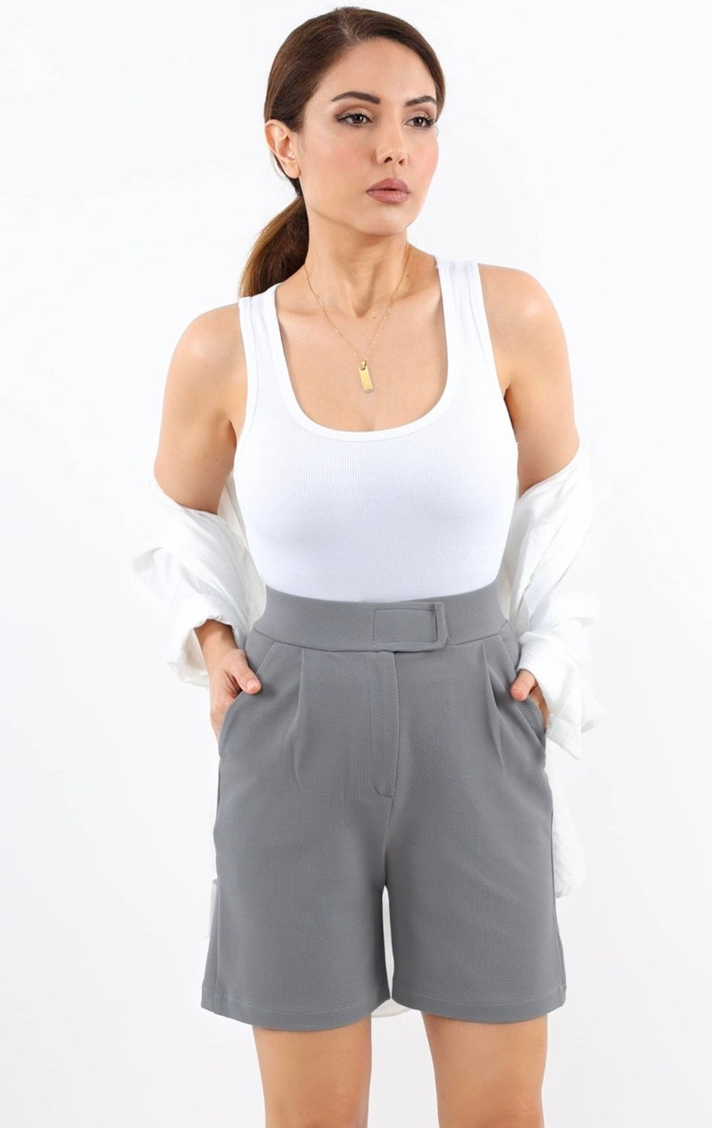 Ritnice Line Women's Lycra Velcro Gray Shorts  - Image 5