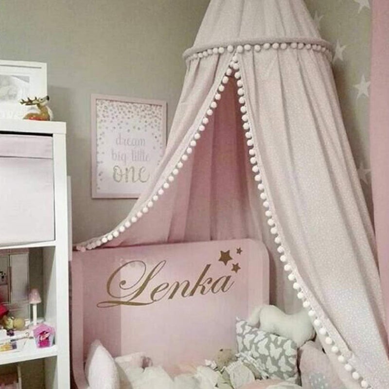 LOAOL LOAOL Kids Bed Canopy with Pom Pom Cotton Canopy for Crib Baby Girl Netting Cover Canopy Crib Curtain Reading Nook Hanging Tent Nursery Play Game Castle House Decoration (Pink Pompom)  - Image 5
