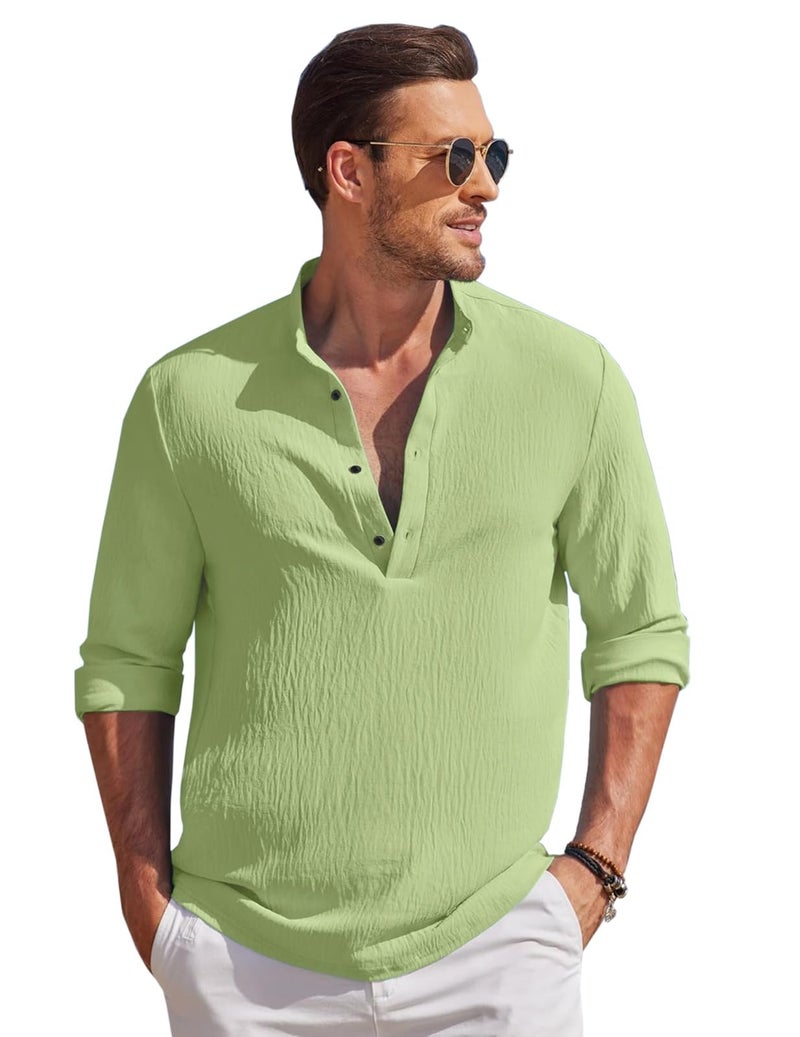 Bellstone Men’s Cotton Blend Solid Regular Fit Full Sleeve Short Kurtas | Men's Trendy Short Kurta | Ethnic Stylish Casual Lightweight Summer Kurta for Daily and Occasion Use - Image 2
