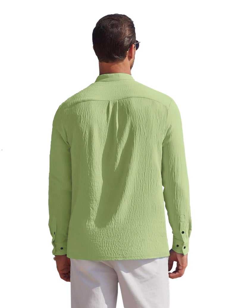 Bellstone Men’s Cotton Blend Solid Regular Fit Full Sleeve Short Kurtas | Men's Trendy Short Kurta | Ethnic Stylish Casual Lightweight Summer Kurta for Daily and Occasion Use - Image 3