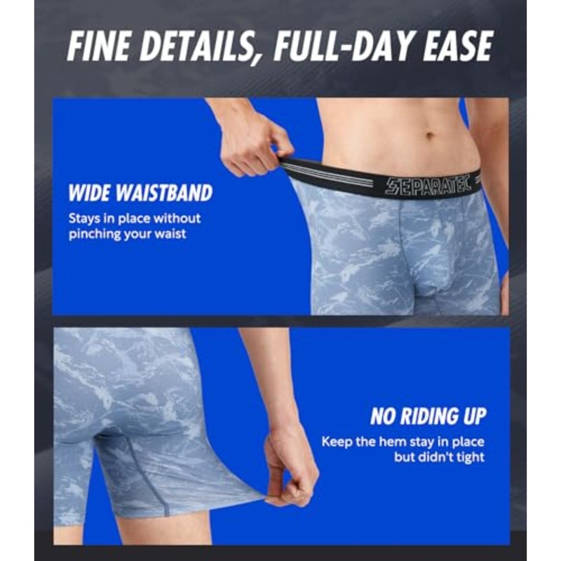 Separatec Dual Pouch Underwear for Men Moisture Wicking Men's Boxer Briefs with Ball Pouch, Printed Underwear 3 or 5 Pack - Image 5