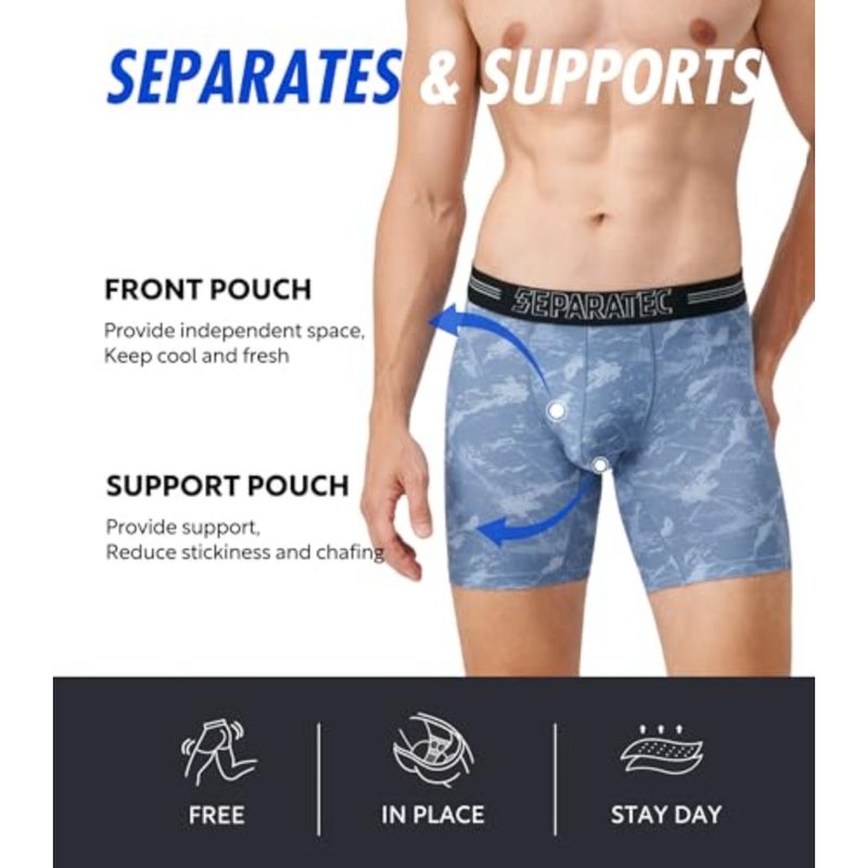 Separatec Dual Pouch Underwear for Men Moisture Wicking Men's Boxer Briefs with Ball Pouch, Printed Underwear 3 or 5 Pack - Image 2