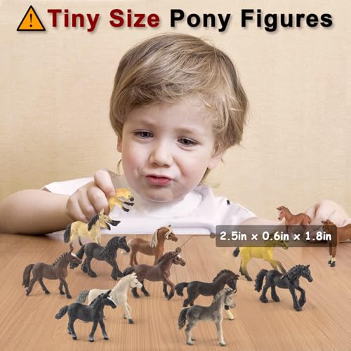 Divwa 18 Pcs Plastic Miniature Realistic Pony Horse Toy Figurine Farm Animal Toy Gift for Boy Girl, Premium Horse Party Favor Decoration Cake Topper Birthday Pinata - Image 2
