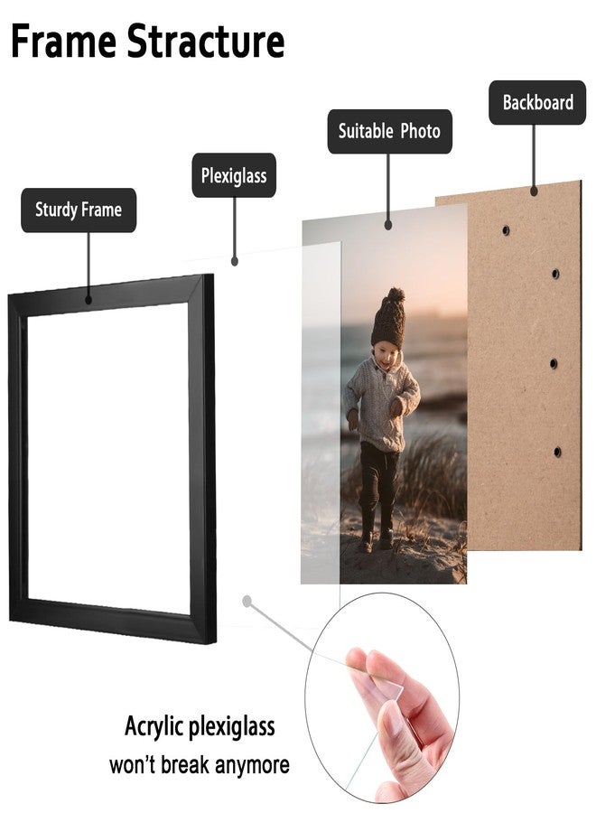 KINLINK مجموعة إطارات صور كينلينك 4x4 سوداء مكونة من 4 قطع، إطارات صور مربعة خشبية مع زجاج شبكي لصور مقاس 4x4 بدون إطار داخلي للعرض على الطاولة والجدار - Image 3