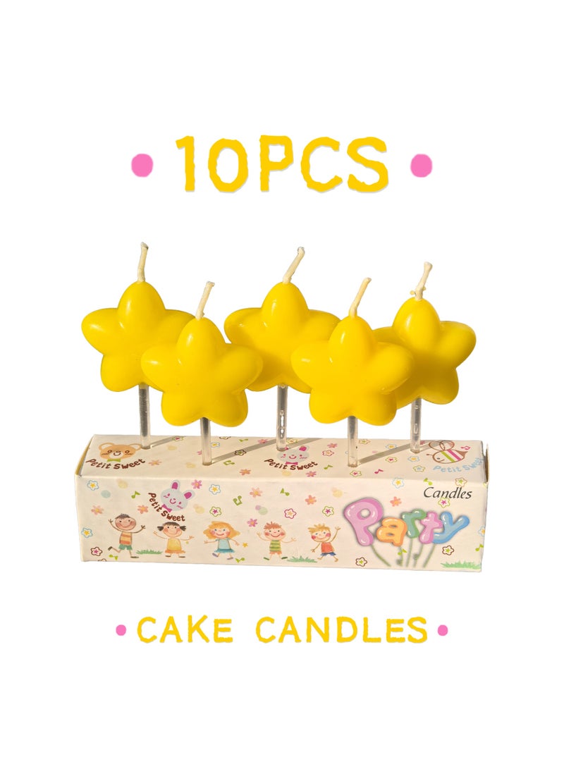 10Pcs Star Candle Set Happy Birthday Cake Topper Special Ornament for Wedding Birthday Theme Party Baby Shower Valentine's Day Cake Decoration  Party Supplies for Kids and Adult - Image 1