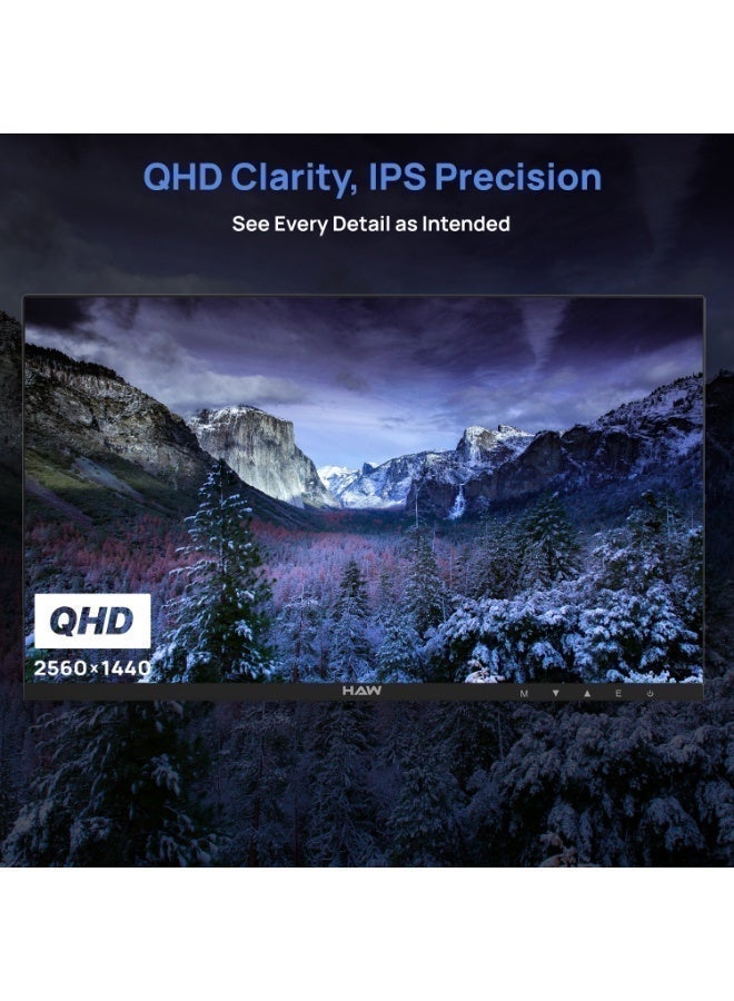 هاو شاشة ألعاب HAW Q27IPY1 بحجم 27 بوصة، بدقة QHD (2560×1440)، لوحة IPS، معدل تحديث 200 هرتز، زمن استجابة 0.5 مللي ثانية (MPRT)، متوافقة مع G-Sync وFreeSync، مزودة بسماعات مدمجة، شاشة مسطحة، مناسبة للكمبيوتر وأجهزة الألعاب – اللون الأسود - Image 5