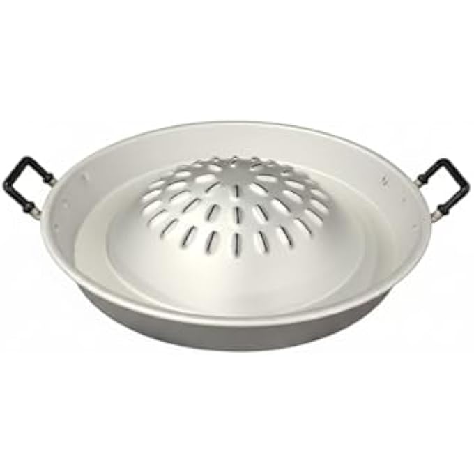 أي كي دي سي مقلاة شواء من الألومنيوم مقاس 44 سم، مقلاة شواء غير لاصقة فضية اللون مع مقابض، مقلاة طهي خارجية كبيرة - Image 2