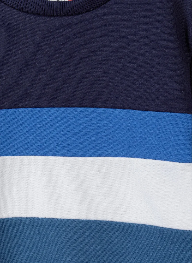 MINOTI Kids Boys Sweatshirt and Shorts Set with Stripe Print