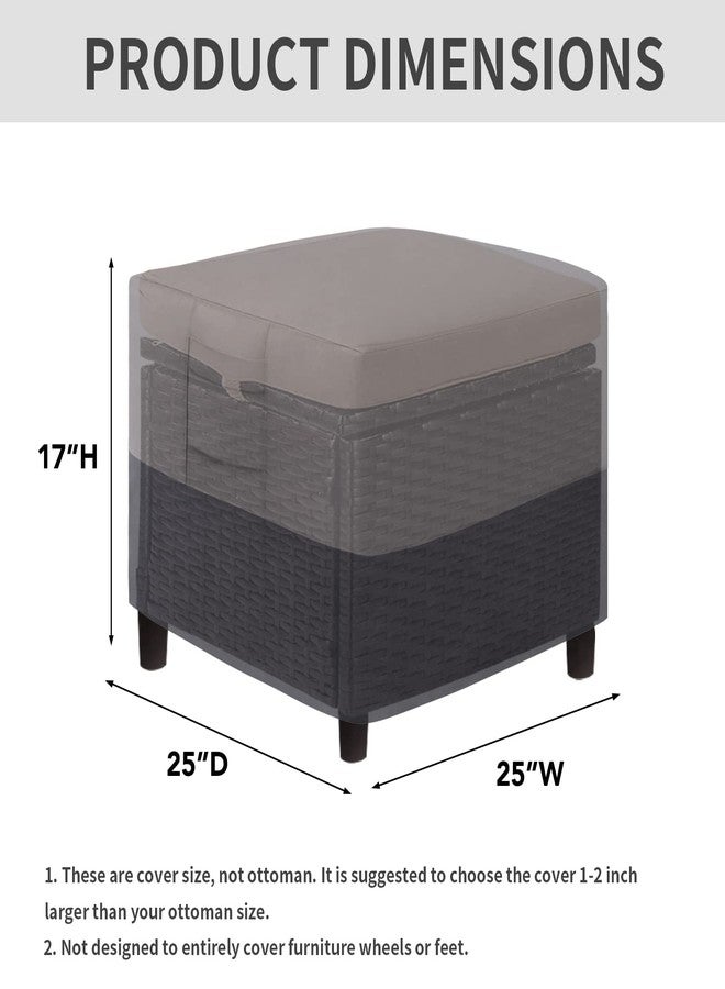 إيزي-جوينج غطاء عثماني خارجي سهل الاستخدام، غطاء عثماني مقاوم للماء للفناء، غطاء أثاث خارجي شديد التحمل بمقابض مبطنة (عبوة من قطعتين - 25 بوصة × 25 بوصة × 17 بوصة، رمادي/رمادي داكن) - Image 2