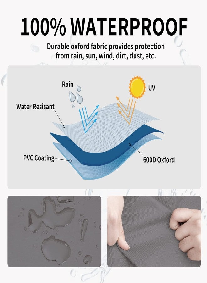 إيزي-جوينج غطاء عثماني خارجي سهل الاستخدام، غطاء عثماني مقاوم للماء للفناء، غطاء أثاث خارجي شديد التحمل بمقابض مبطنة (عبوة من قطعتين - 25 بوصة × 25 بوصة × 17 بوصة، رمادي/رمادي داكن) - Image 3