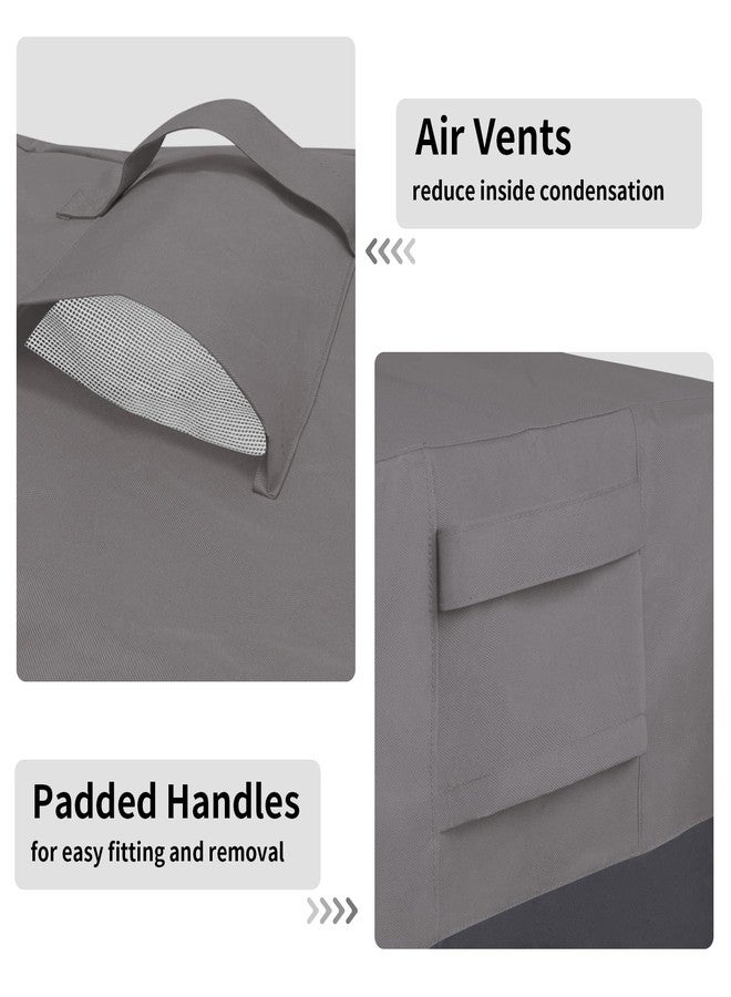 إيزي-جوينج غطاء عثماني خارجي سهل الاستخدام، غطاء عثماني مقاوم للماء للفناء، غطاء أثاث خارجي شديد التحمل بمقابض مبطنة (عبوة من قطعتين - 25 بوصة × 25 بوصة × 17 بوصة، رمادي/رمادي داكن) - Image 4