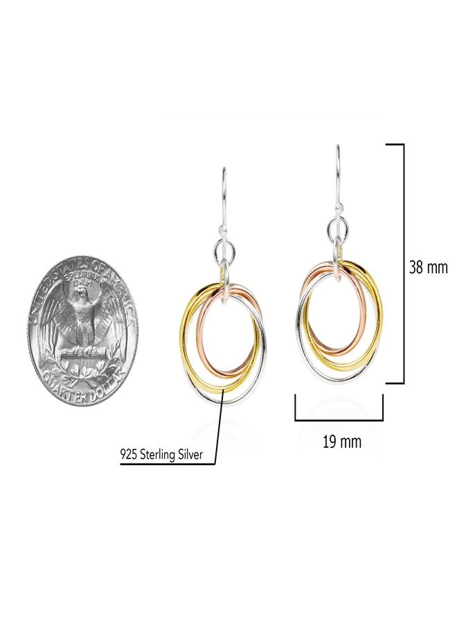 ايرافيدا أقراط متدلية من الفضة الإسترليني عيار 925 بتصميم حلقي ثلاثي أنيق من إيرافيدا | أقراط حلقية متدلية | أقراط حلقية ثلاثية، هدايا مجوهرات | أقراط متدلية من الفضة الإسترليني للنساء - Image 3