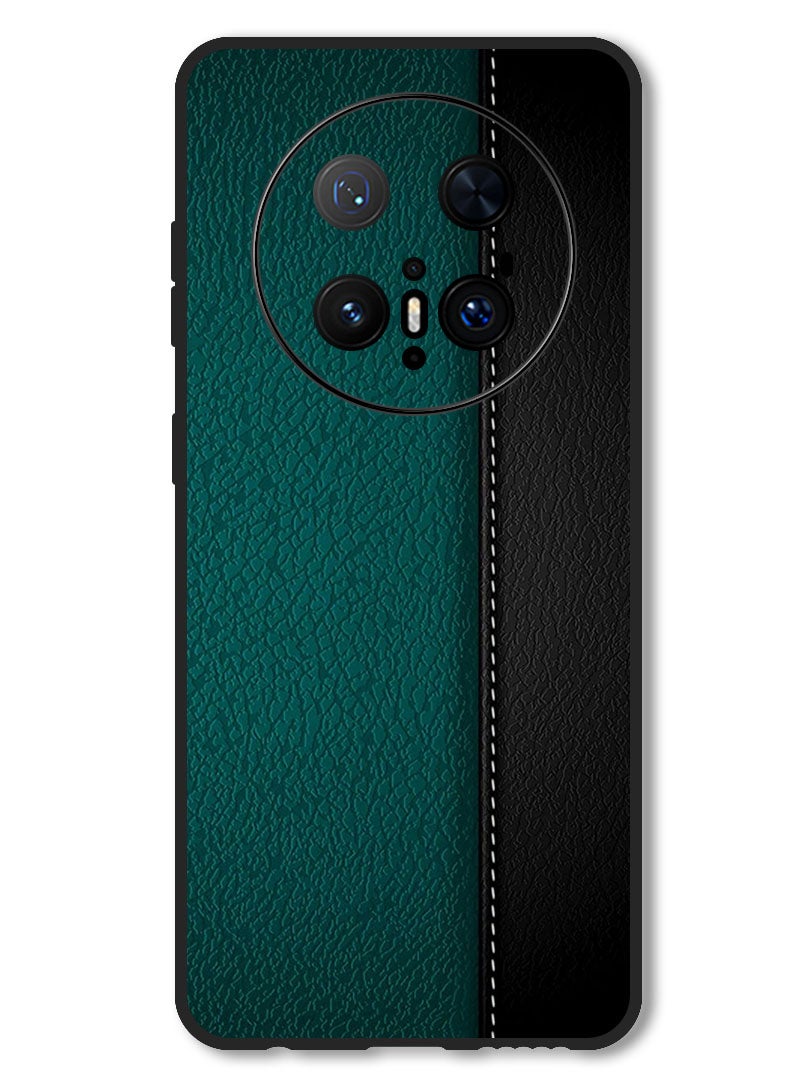 Theodor Case Compatible with Huawei Mate 70 Pro/ 70 Pro + Protection Shockproof Bumper Cover Green Black Leather Pattern - Image 1